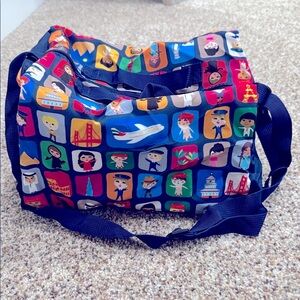 Colorful Travel Themed mini kids duffle Bag